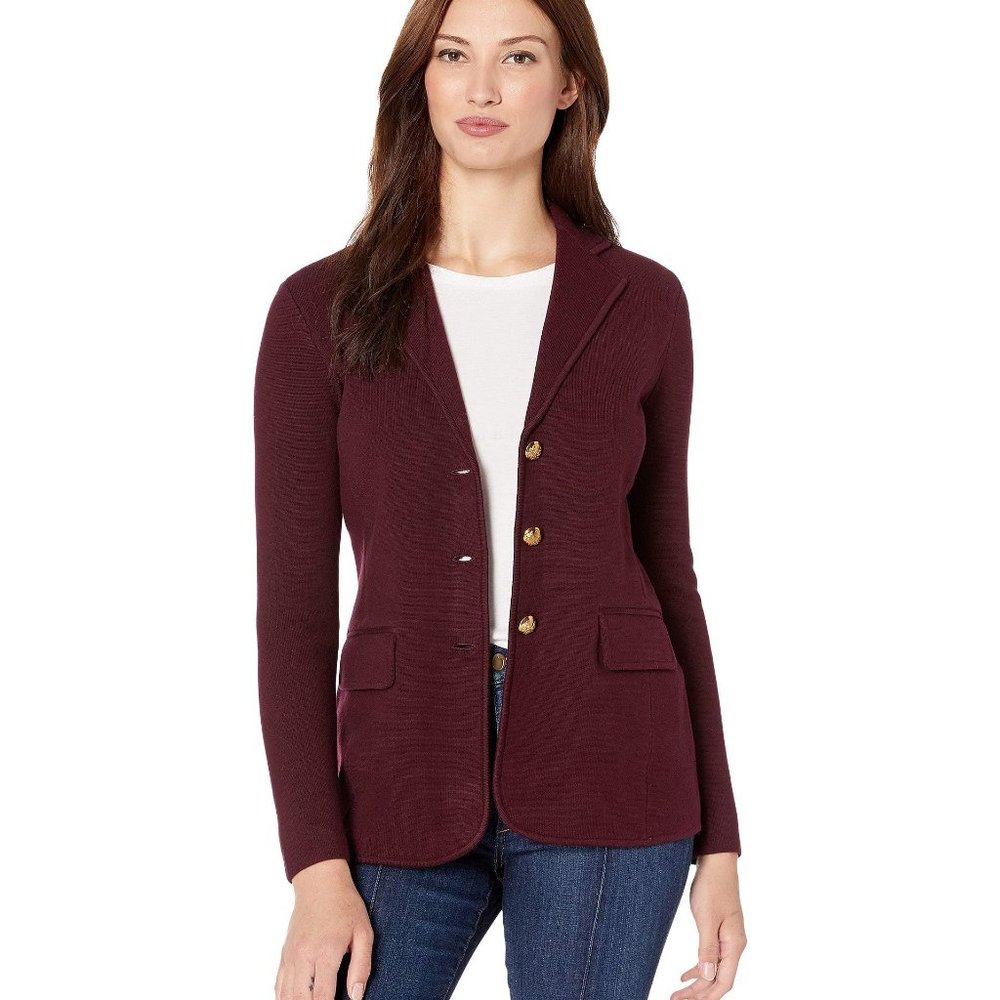 Lauren Ralph Lauren Burgundy Sweater Knit Blazer